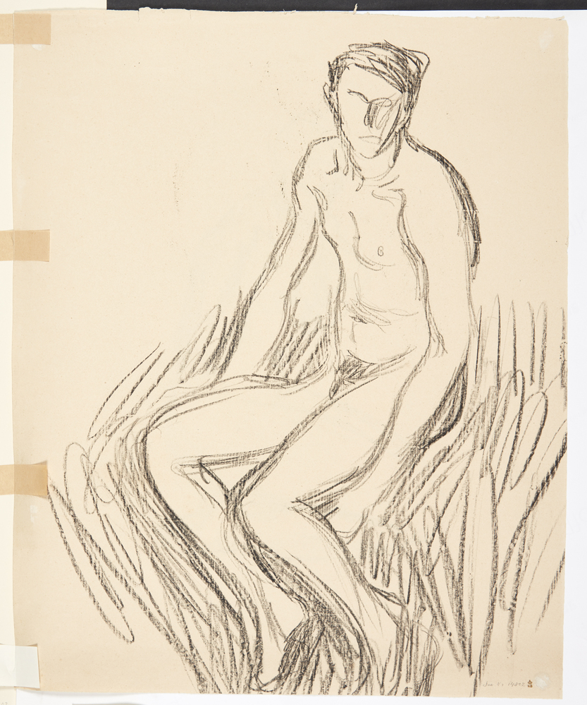 Siddende mandlig model, Sigurd Swane, 1916